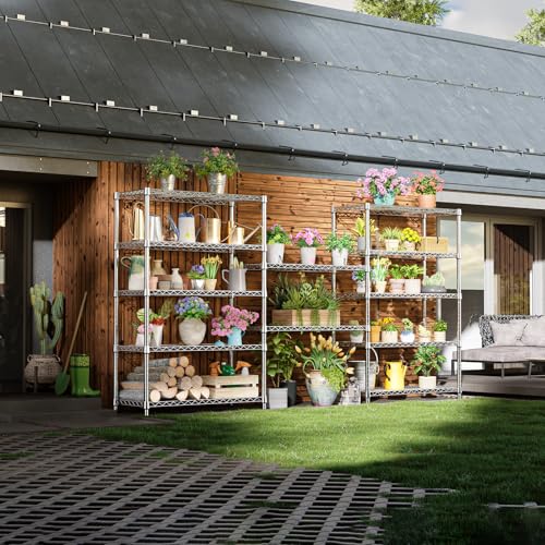 IZEUK 5-Tier Heavy Duty Metal Storage Shelving Unit (Chrome, 17.7" D x 47.2" W x 72.3" H, 1750 lbs Capacity), Adjustable Steel Wire Rack Shelf Organizer for Garage, Kitchen, Pantry, Basement, Laundry - color: Chrome, size: 5 Tier, 17.7" D x 47.2" W x 72.3