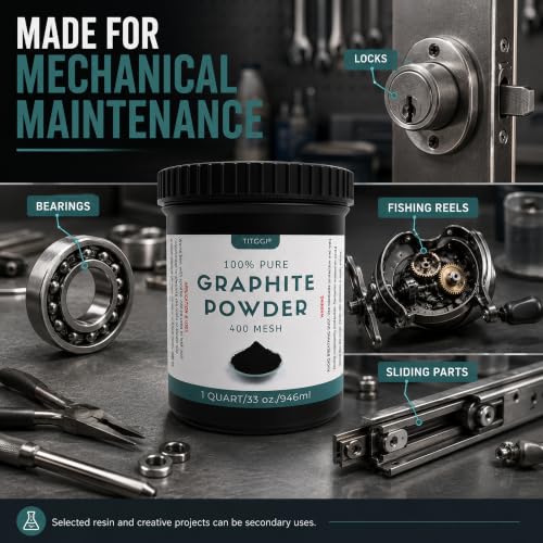 TITGGI Graphite Powder, 1 Quart Jar, Fine Black Graphite Raw