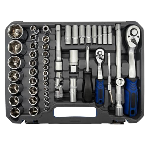108 Pcs 72-Tooth Ratchet Socket Set, 1/2" & 1/4" Drive Set
