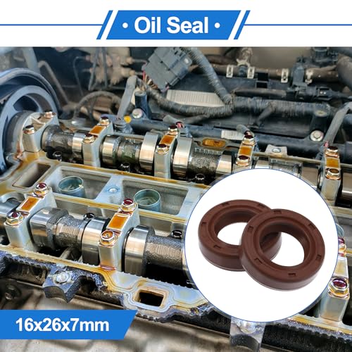 Universal Oil Seal TC Double Lip W Steel Spring Seal Ring Rotary Shaft Seal 16x26x7mm High Pressure FKM Rubber Brown 2 Pcs - size: 16x26x7mm