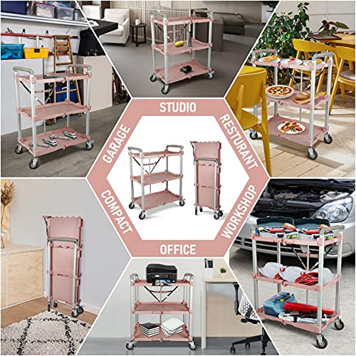 Olympia Tools 89-354 Pack N Roll Collapsible Service Cart, XL, 300LB Capacity, Rose - color: Rose, size: 300LB