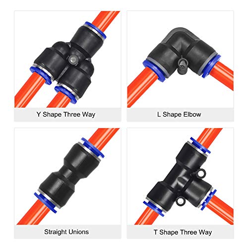 uxcell Pneumatic Air Hose Tubing Bright Orange with Connect Fitting Kit - color: Bright Orange
