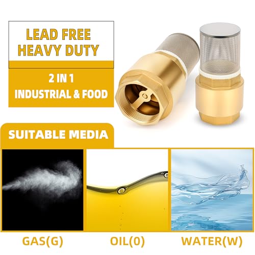 4" NPT Foot Valve with Filter, Brass, Heavy Duty, Female Thread, DN100 - size: 4 Inch