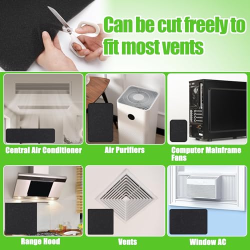15.7" x 59" Extra Large Cuttable Air Conditioner Filters - Cut to Fit Carbon Pad Air Purifier Filters, Washable Reusable Foam Pad Pre Filter Roll for Air Filters AC Window Unit Charcoal Sheet - size: 15.7" x 59" x 0.3"