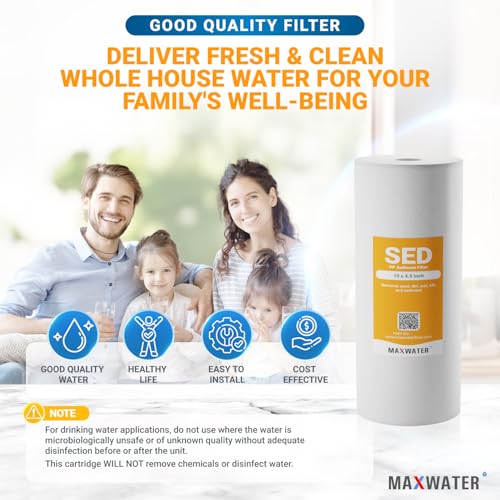Max Water 10" x 4.5" Whole House Sediment Filter Replacement Cartridge | 1 Micron Melt-Blown Polypropylene Well Water Filter, Compatible with DGD-5005, AP810, WFHD13001B (12 Pack) - size: 12, style: 1 Micron