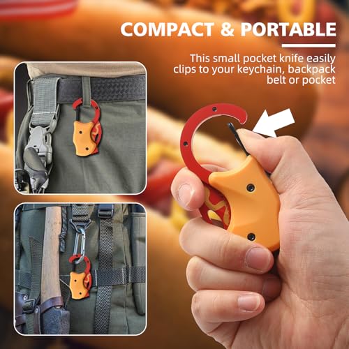 Small Pocket Knife for Men, Pocket Utility Knife with 1.38''Sharp Blade, Cute Folding Knife Box Cutter, Mini EDC Knives for Everyday Carry, Ideal Gifts for Men and Women - color: Cheese Hot Dog