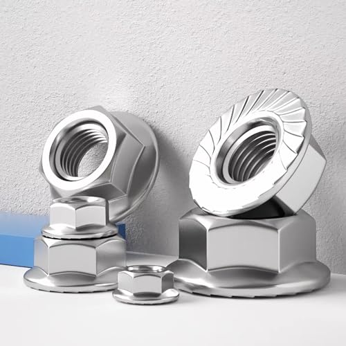 26PCS M6 x 1mm Thread 304 SS Hex Flange Nuts - color: Silver, size: M6x1 (26pcs)