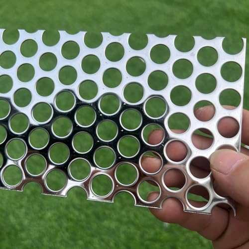 7.8"x3.9" Opening Round Holes About 1/2inch (12mm) Perforated Metal Sheets 19Gauge Expanded Metal Mesh Perforated 304 Stainless Steel Sheet Mesh Screen Panel Decorative Panel Decorati Plate - size: 7.8"x3.9", style: Round Hole 12mm