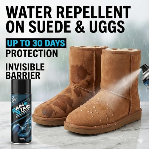 Rain & Stain Defence Spray for Shoe’s - Premium Suede Protector & Waterproof Shoe Spray Safe for Any Color & White - Liquid Stain Repellent Shield for Crep, Trainers, Boots, Uggs