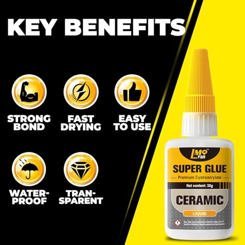 Ceramic Super Glue for Pottery Porcelain Repair, Thin Clear Liquid CA Glue - size: 1oz-thin