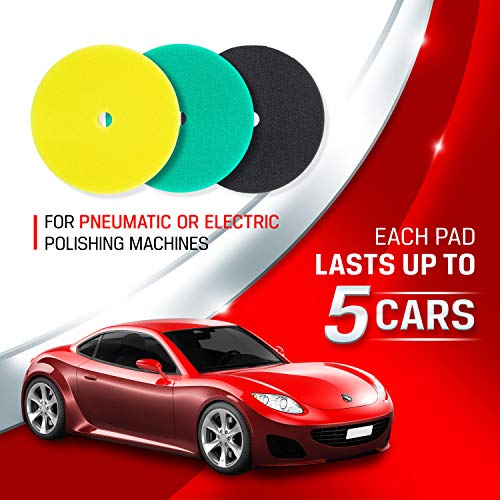3pcs Polishing Pads for Orbital Sander, Orbital Buffing Pads Hook and Loop Foam Buffer Pad Set for Cutting, Compounding, Polishing and Waxing (5 inch) Almohadillas de pulido para lijadora Orbital - size: 5 inch
