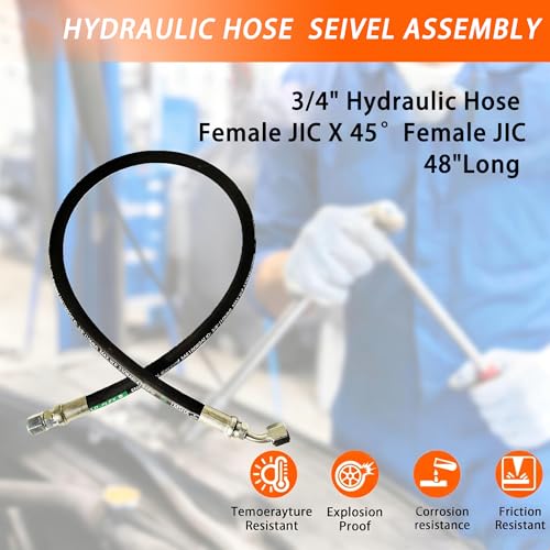 Autovo Hydraulic Hose Swivel Assembly 3/4" Hydraulic Hose with Female JIC X 45° Female JIC 48" Long 3118 psi - size: 26711-12-12-48IN-45