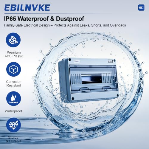 12 Way Circuit Breaker Box, Waterproof Distribution Protection Box - color: HT, size: 12 Way 260x110x200 MM