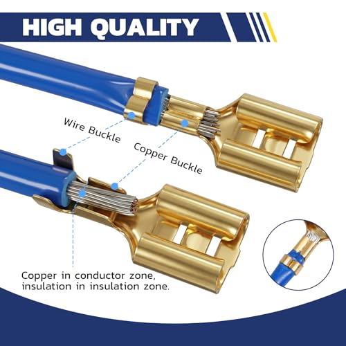 haisstronica 960 PCS Brass Open Barrel Spade Connector, 3 Widths - color: Gold, size: 960