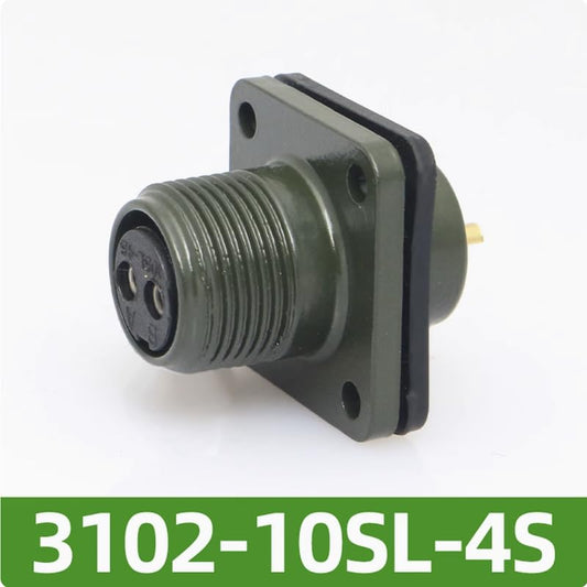 MS3102A-10SL-4S Circular Industrial Connector,2Pin Female,Square Flange Receptacle,MIL-DTL-5015 Series Waterproof Aviation Plug,Threaded Connector,Solder Type,for Aviation and Industrial Applications - color: MS3102A10SL-4S