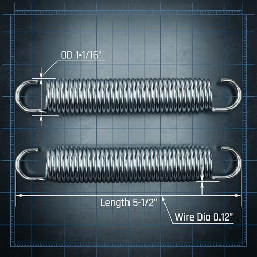 2 Pack 5-1/2 Inch 9625 Mechanical Extension Springs with Hook Ends