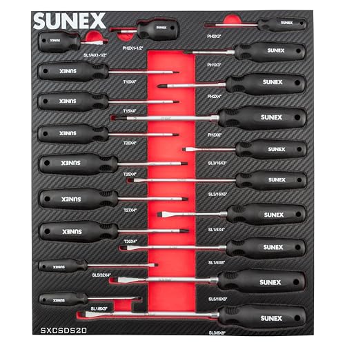 SUNEX TOOLS SXCSDS20 Phillips®, Slotted & Torx® Magnetic Screwdriver Set