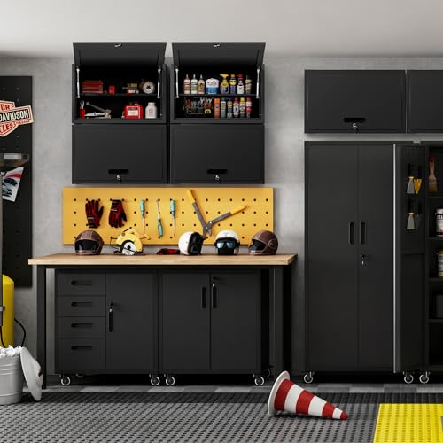 Metal Wall Cabinet with 1 Up-flip Door and 1 Adjustable Shelf - color: Black, style: 1 door wall cabinet with 1 shelf