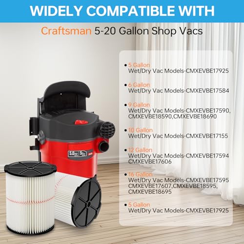 38754 Filter for Craftsman CMXZVBE38754 General Purpose Wet Dry Vac,2 Pack - style: 38754-2P