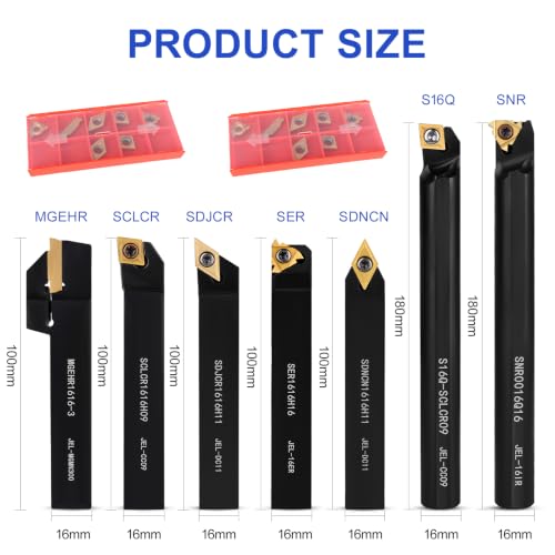 Indexable Lathe Turning Tool 21Pcs Kit 5/8" 16mm Shank for Turning - color: 7pcs 5/8'' 16mm Shanks+14pcs Inserts