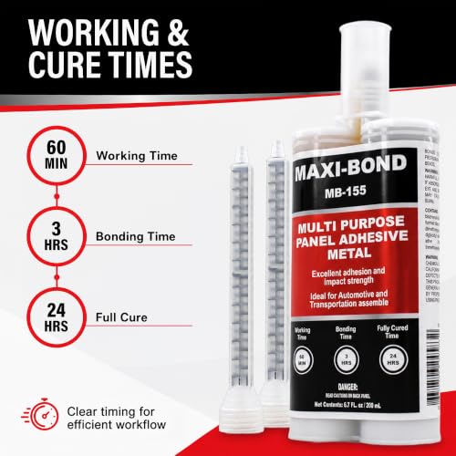 Maxi-Bond Multi-Purpose Panel Adhesive Metal, Two Part Epoxy Adhesive, Non-Sagging, High Strength, Bond to Molding Compound Panels, Metal, Fiberglass - Panel Bond Adhesive (MB-155) 4583