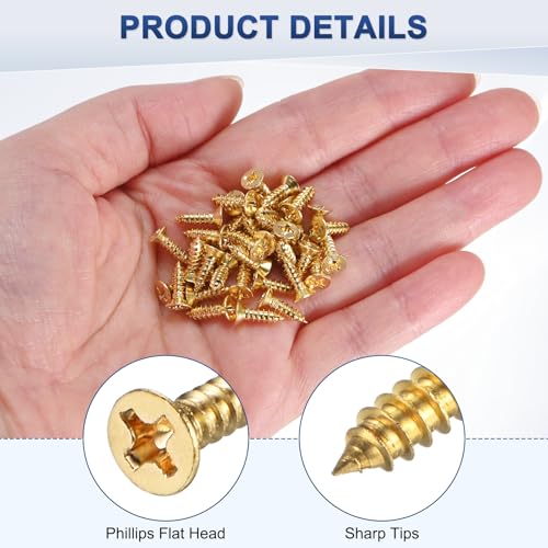 M METERXITY 100-Pack Brass Wood Screws, M3 x 10mm Phillips Flat Head Self-Tapping Screw Connector Fasteners for Door Hinges/Woodworking/Furniture Repair/Gardening/DIY Crafts Decorative Screws - size: M3x10mm