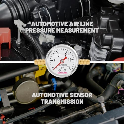 0-15psi Glycerin Filled Fuel Pressure Gauge Kit, - size: 0-15psi, style: Back Mount(T-Fitting Adapter)