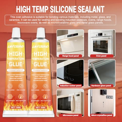 High Heat Adhesive Set, 3.38floz High Temperature Sealant (Clear)