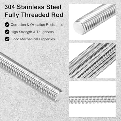 M METERXITY 5-Pack Fully Threaded Rod, M3x300mm 304 Stainless Steel Right Hand Thread Bar Studs for Furniture Anchor Bolts/Clamps/U-Bolts, Metric Threaded Screw - size: M3x300mm