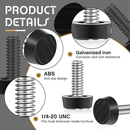 Hotop 1/4-20 UNC Thread Adjustable Furniture Levelers Screw in, 10 Pack