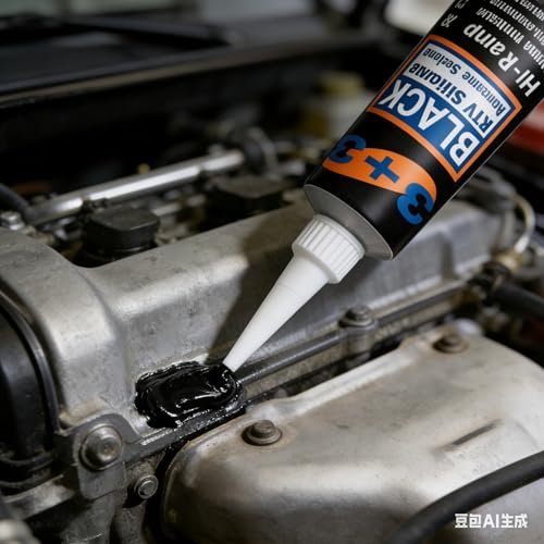 RTV Silicone Gasket Maker - High Temp 590°F Oil Resistant, Black - Professional Formula for Engine Oil Pan, Valve Cover, Transmission Housing - Non-Corrosive, Fast, No Drip Application (Black+Red) - color: Black+Red