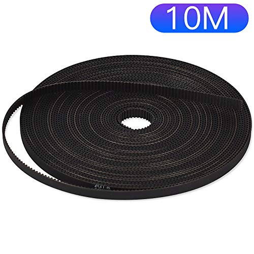 3D Printing GT2 Timing Belt, Zeelo 10 Meters (32.8ft) GT2 Open Timing Belt 2mm Pitch 6mm Width Rubber Fiberglass Fit for RepRap Prusa Mendel Rostock CR-10 Ender 3 3D Printers - Black - color: 10M