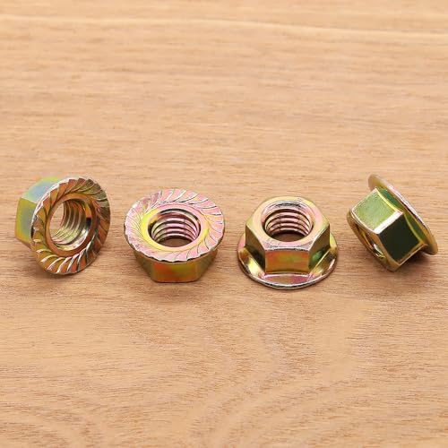1/4"-20 UNC Serrated Flange Hex Locknuts Lock Nuts, Zinc Plated Carbon Steel, 50 PCS