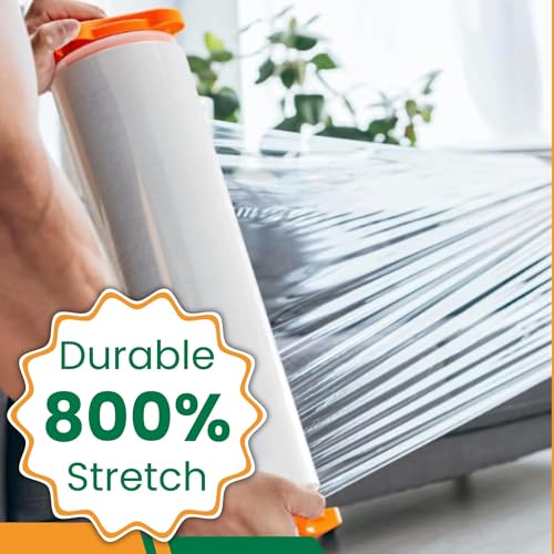 NEXUSWAY 18'' Stretch Film Wrap for Moving - Stretch Film Pallet Wrap Roll Heavy Duty 1000 feet 80 Gauge Industrial Strength up to 800% Stretch 20 Microns for Shipping Moving Furniture (Pack of 3) - style: Pack of 3