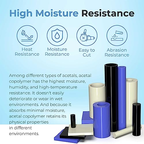 Calvana (2 Pack) Round Acetal Copolymer Rods - Standard Tolerance 1-Inch Diameter and 12-Inch Length Opaque White Acetal Copolymer Rods Meets ASTM D6778 Specifications Perfect for Non-Marring Fixtures - color: White, size: 1" x 12"