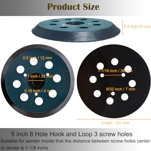 2 Pack 5 Inch 8 Hole Replacement Sander pad for Porter Cable 343, 343k, 390, 390K, 382, 343VSK Orbital Sander -5" Hook and Loop Sanding Pad for Woodworking or Automotive Sander - style: 2 Pack