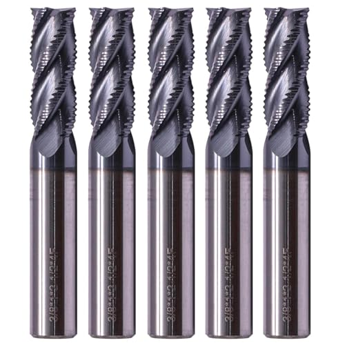 5Pcs 3/8" 4 Flute Solid Carbide Roughing End Mills - ALCrSiN Nano Coated