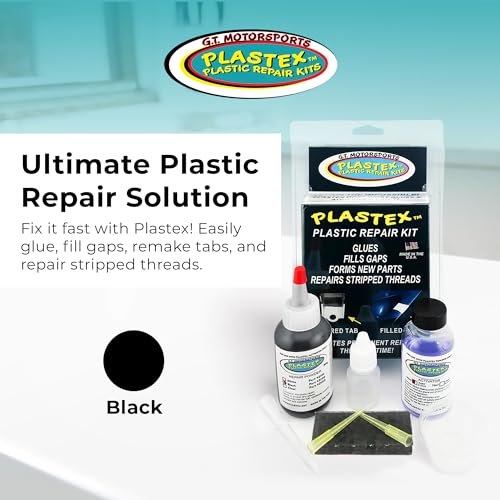 Plastex Plastic Repair Kit - Easily Glue, Repair or Remake Broken Plastic, Fiberglass, Wood & More!. (Standard Black Kit) - color: Black, size: 30 grams