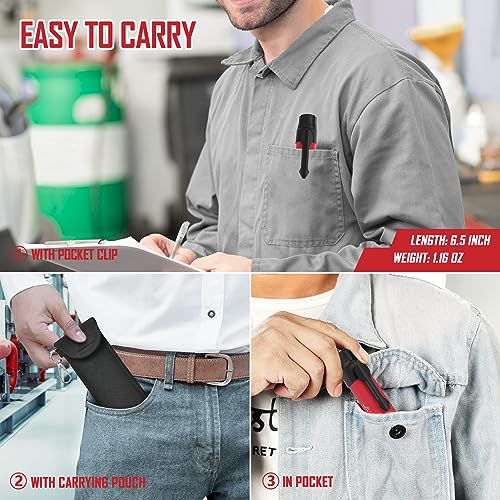 Gas Leak Detector, PT202 Portable Natural Gas Leak Alarm Locate Gas Leaks of Combustible Gases Like Methane, LPG, LNG, Fuel for Home(Includes Battery x2 & Carrying Pouch) (Red) - color: Red