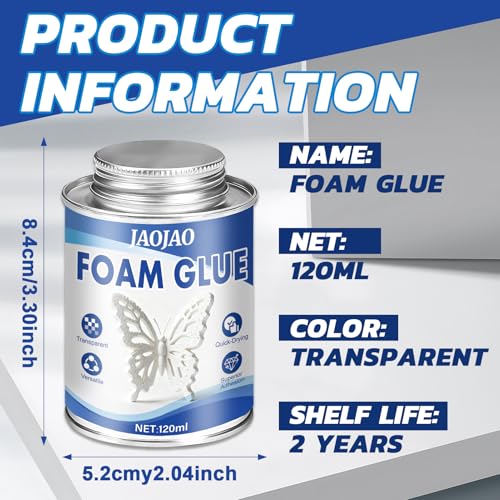 JAOJAO Foam Glue with Brush Foam Safe CA Glue for RC Planes Repair Assembly