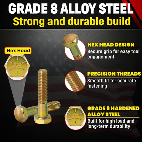 Chenango Supply 5/8-11 x 2-1/2" Grade 8 Hex Head Cap Screws - size: 5/8-11 x 2-1/2" Hex Bolt