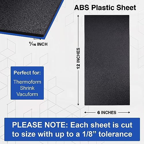 Duco ABS Plastic Sheet 1/16" (1.5mm) Thick 6" x 12" - 1 Pack of USA-Made Textured & Matte ABS Black Sheet - Heat Moldable Plastic Panel for Home Decor, Crafts, Robotics, DIY Projects and Industrial - size: 6" x 12"