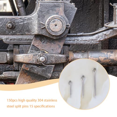 150 Pcs 304 Stainless Steel Cotter Pins Assortment Kit