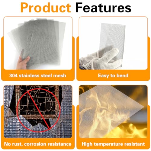 6 Pack 12×8 Inch Wire Mesh Screen, 20 Mesh Metal Stainless Steel Mesh