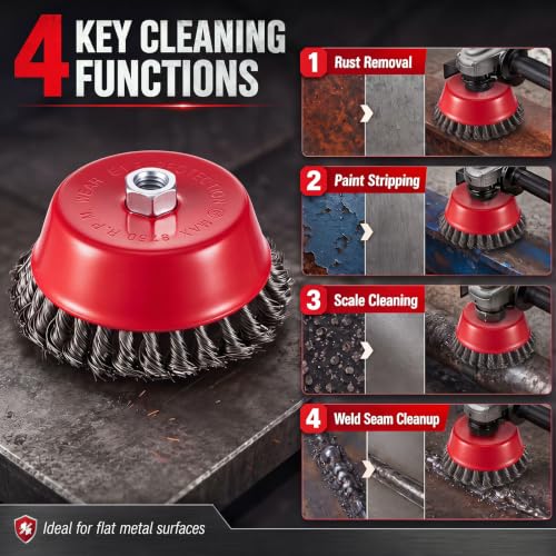 2 Pcs 6" Knot Wire Cup Brush for Angle Grinder