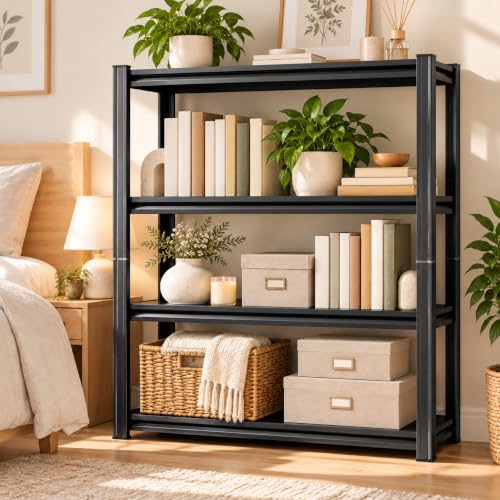 Metal Book shelf, Adjustable Industrial Bookcase with Double-Layer Columns - size: 36"Wx 16"Dx 55"H