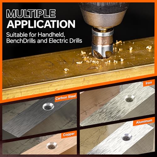Matework 6Pcs Countersink Drill Bit Set, M2 Cobalt HSS 1/4" Hex Shank - size: M2 Cobalt