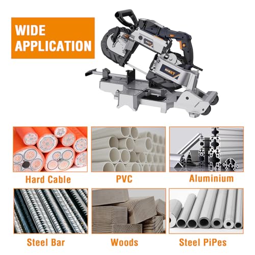 MAXXT 2-in-1 Band Saw with Table Saw Base, 10A 5-Inch Deep Cut Portable Band Saw, Lightweight Aluminum Body, Variable Speed, Handheld Multi-Purpose Portable Saw with Rolling Base for Metal & Wood - color: Bandsaw With Table Saw
