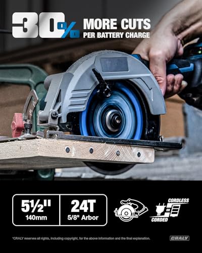 CRALY 5-1/2 Inch 24&36 Teeth Wood Cutting Framing/Fine Finish Circular Saw Blade, 5/8 Inch Arbor, Carbide Tipped, Thin Kerf, Black Ice™, for Plywood, MDF, OSB, Laminated, 2-Pack(C052436-2) - size: 5-1/2'', 5/8'' arbor, 24&36T