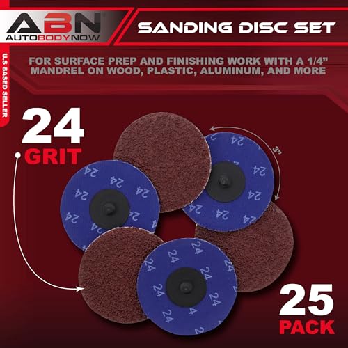 ABN Aluminum Oxide Sanding Discs 25-Pack, 3in, 24 Grit - Metal Sanding Wheels for Surface Prep and Finishing Work - style: 24 Grit